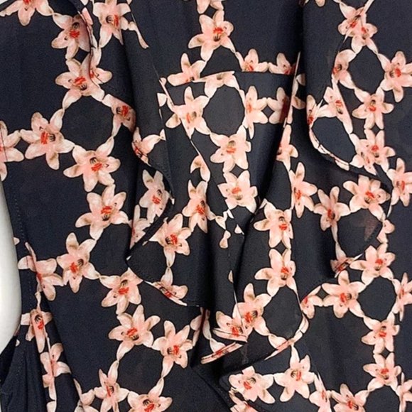 NWOT, Karl Lagerfeld, Floral Button Down Ruffle Blouse, Small - Picture 5 of 6